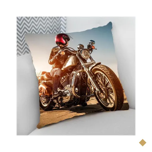 Almofada Decorativa Cheia C/ Zíper Moto Na Estrada