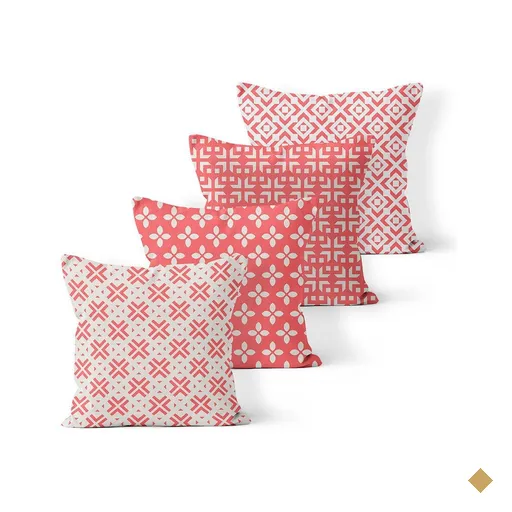 Kit 4 Almofadas Decorativas Own Vermelho e Bege - 45x45 cm