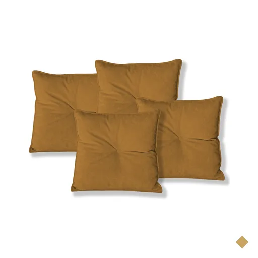 Kit 4 Almofadas Quadradas Tina com Botão Central Boucle - 7 Decor Terracota