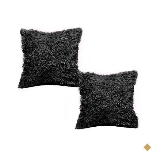 Kit 02 Capas para Almofada Tecido Pelúcia Preto 42x42 Cm - D’Rossi