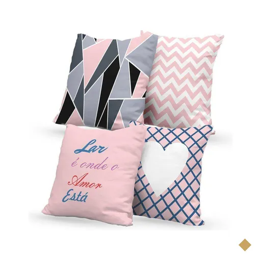 Kit 4 Almofadas Decorativas Own Lar é Onde O Amor Está 45x45cm