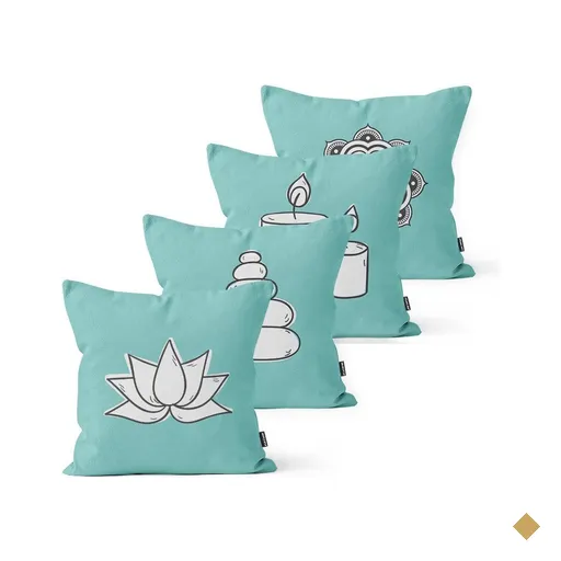 Kit 4 Almofadas Decorativas Own Símbolos Budismo Tifanny - 45x45 cm