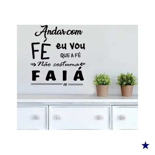Adesivo de Parede Frase Andar com Fé - EG 80x90cm