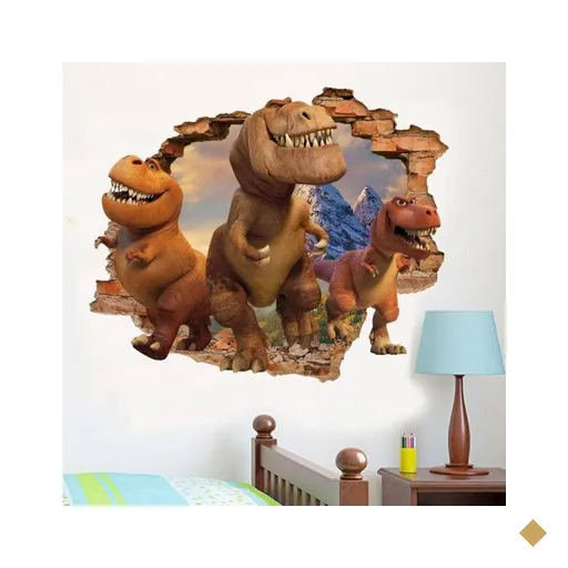 Adesivo de Parede Buraco Falso 3D 3 O Bom Dinossauro - G 82x100cm
