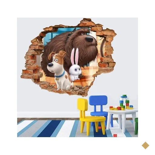 Adesivo de Parede Buraco Falso 3D A Vida Secreta dos Pets - G 82x100cm