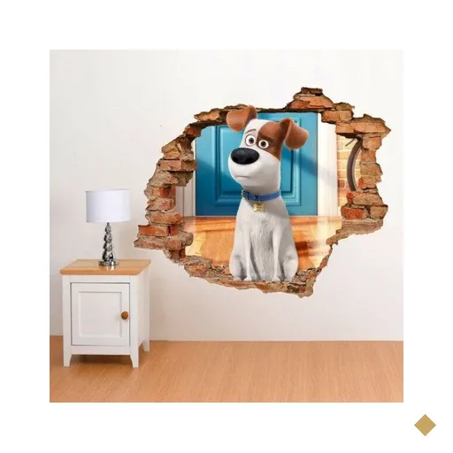 Adesivo de Parede Buraco Falso 3D A Vida Secreta dos Pets 2 - G 82x100cm