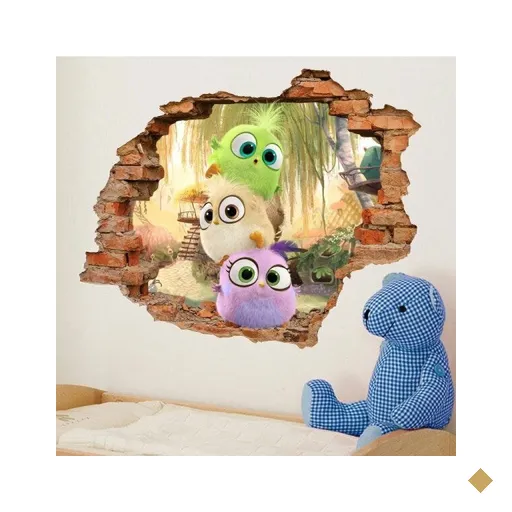 Adesivo de Parede Buraco Falso 3D Andry Birds - G 82x100cm