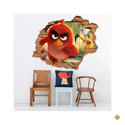 Adesivo de Parede Buraco Falso 3D Andry Birds 2 - G 82x100cm