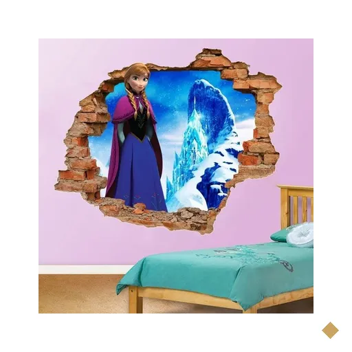 Adesivo de Parede Buraco Falso 3D Anna Frozen - G 82x100cm
