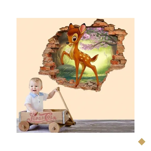 Adesivo de Parede Buraco Falso 3D Infantil Bambi 3 - G 82x100cm