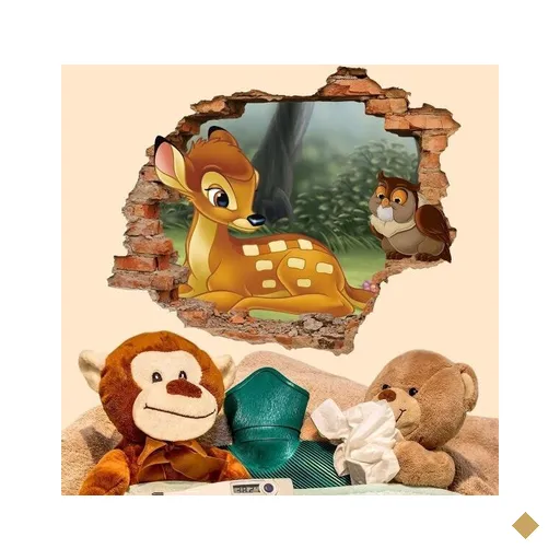 Adesivo de Parede Buraco Falso 3D Infantil Bambi 2 - G 82x100cm