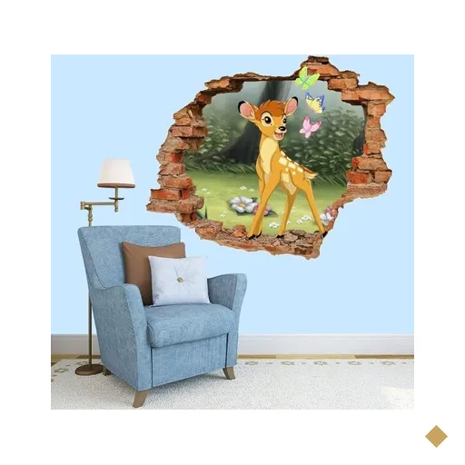 Adesivo de Parede Buraco Falso 3D Infantil Bambi 4 - G 82x100cm