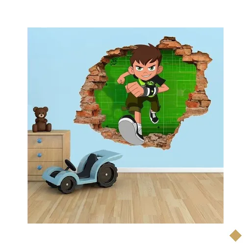 Adesivo de Parede Buraco Falso 3D Infantil Ben 10 - G 82x100cm