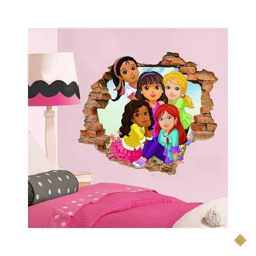 Adesivo de Parede Buraco Falso 3D Dora Aventureira - G 82x100cm