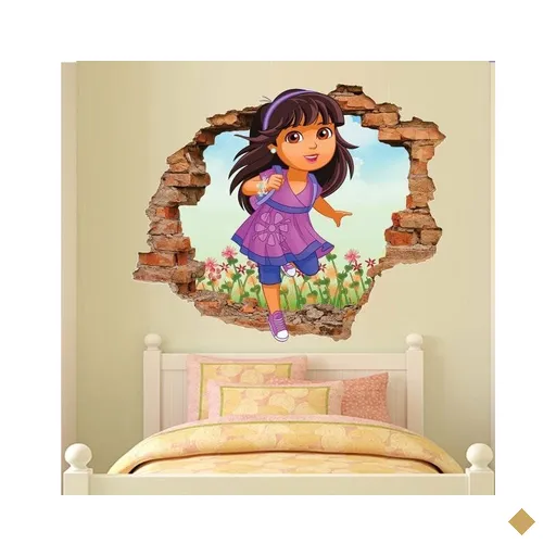 Adesivo de Parede Buraco Falso 3D Dora Aventureira 2 - G 82x100cm