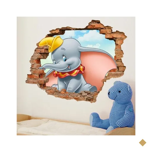 Adesivo de Parede Buraco Falso 3D Dumbo - G 82x100cm