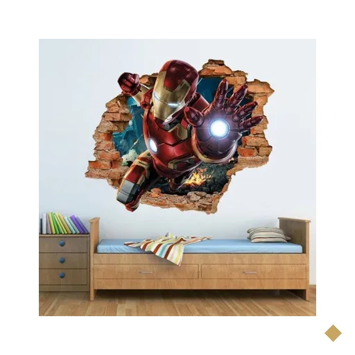 Adesivo de Parede Buraco Falso 3D Personagem Herói Infantil 1 - G 82x100cm