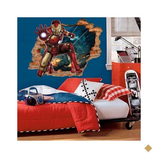Adesivo de Parede Buraco Falso 3D Personagem Herói Infantil 2 - G 82x100cm