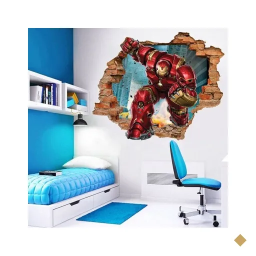 Adesivo de Parede Buraco Falso 3D Hulkbuster - G 82x100cm
