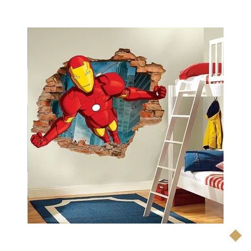 Adesivo de Parede Buraco Falso 3D Homem de Ferro 4 - G 82x100cm