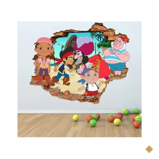 Adesivo de Parede Buraco Falso 3D Jake e Piratas - G 82x100cm