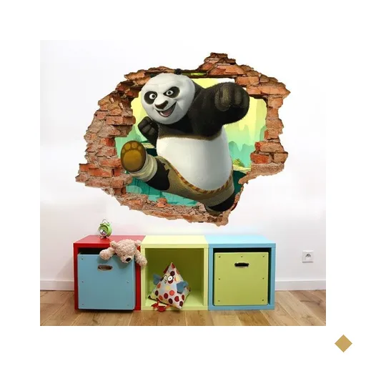 Adesivo de Parede Buraco Falso 3D Kung Fu Panda - G 82x100cm