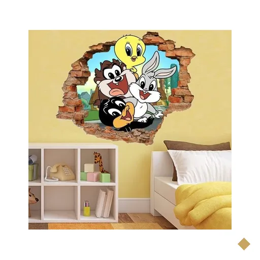 Adesivo de Parede Buraco Falso 3D Looney Tunes Baby - G 82x100cm