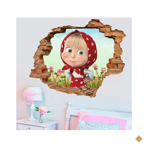 Adesivo de Parede Buraco Falso 3D Infantil Masha 2 - G 82x100cm