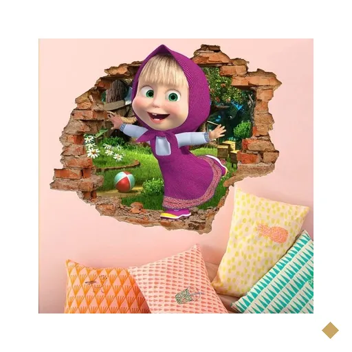 Adesivo de Parede Buraco Falso 3D Infantil Masha - G 82x100cm