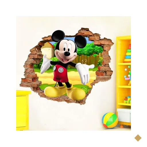 Adesivo de Parede Buraco Falso 3D Mickey Mouse - G 82x100cm