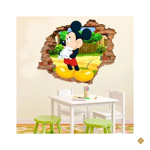 Adesivo de Parede Buraco Falso 3D Mickey Mouse 2 - G 82x100cm