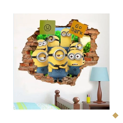 Adesivo de Parede Buraco Falso 3D Infantil Minions - G 82x100cm
