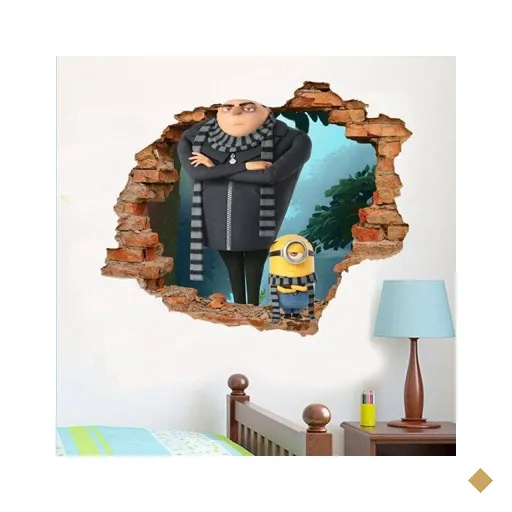 Adesivo de Parede Buraco Falso 3D Minion EGru - G 82x100cm
