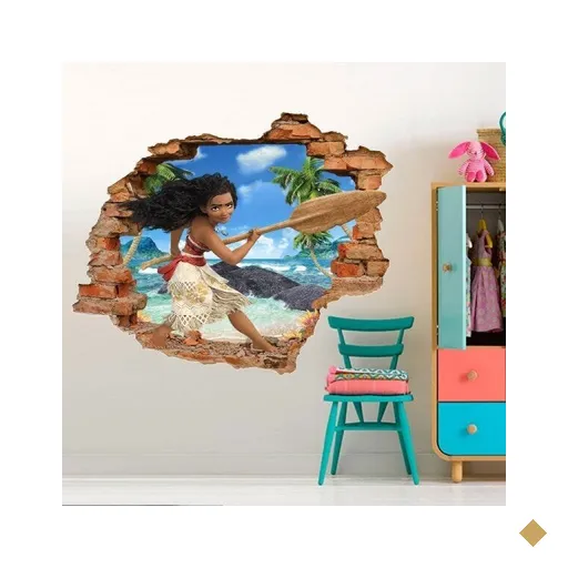 Adesivo de Parede Buraco Falso 3D Infantil Moana 01 - G 82x100cm