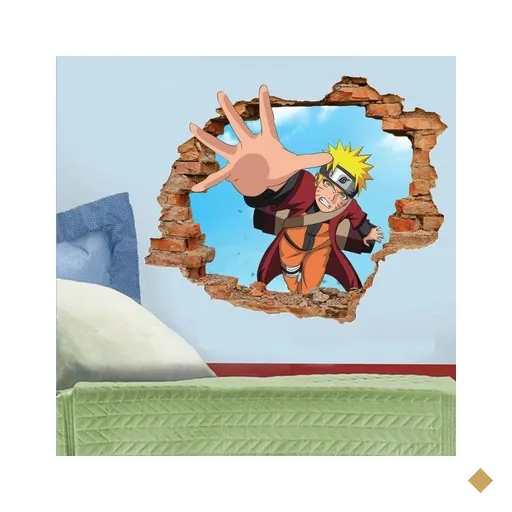 Adesivo de Parede Buraco Falso 3D Infantil Naruto - G 82x100cm