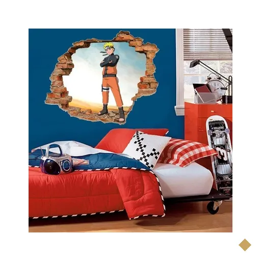 Adesivo de Parede Buraco Falso 3D Infantil Naruto 2 - G 82x100cm