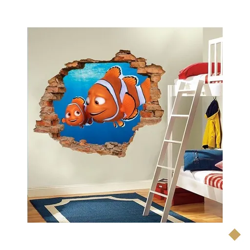 Adesivo de Parede Buraco Falso 3D Infantil Nemo - G 82x100cm