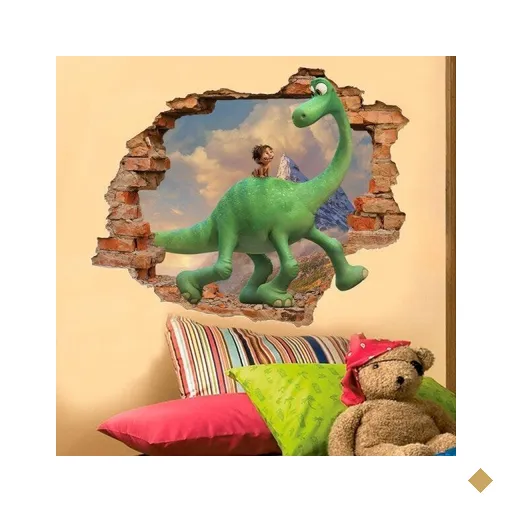 Adesivo de Parede Buraco Falso 3D O Bom Dinossauro - G 82x100cm