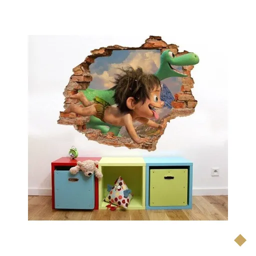 Adesivo de Parede Buraco Falso 3D O Bom Dinossauro 03 - G 82x100cm