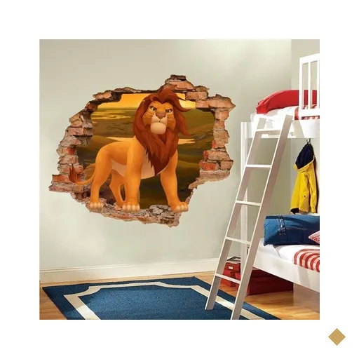 Adesivo de Parede Buraco Falso 3D Infantil Simba - G 82x100cm
