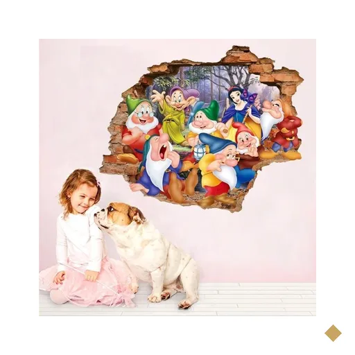 Adesivo de Parede Buraco Falso 3D Branca de Neve - G 82x100cm