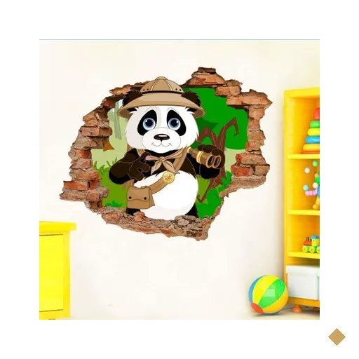 Adesivo de Parede Buraco Falso 3D Infantil Pandinha 02 - G 82x100cm