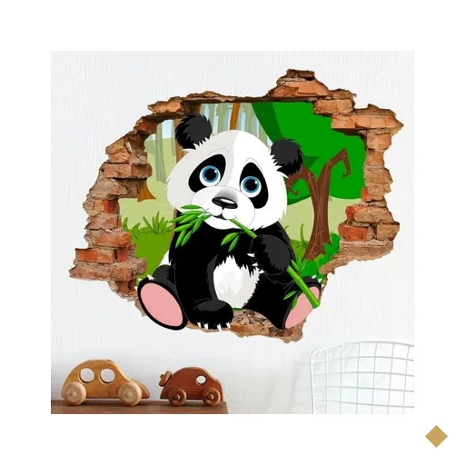 Adesivo de Parede Buraco Falso 3D Infantil Pandinha - G 82x100cm
