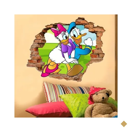 Adesivo de Parede Buraco Falso 3D Pato Donald - G 82x100cm