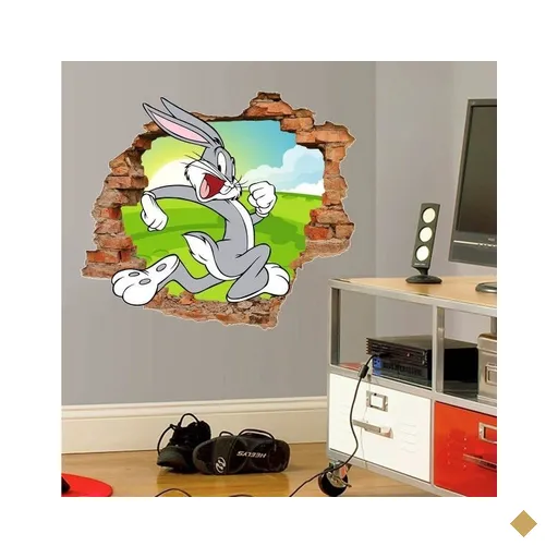 Adesivo de Parede Buraco Falso 3D Infantil Pernalonga - G 82x100cm