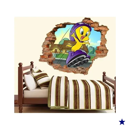 Adesivo de Parede Buraco Falso 3D Infantil Piu Piu 02 - G 82x100cm