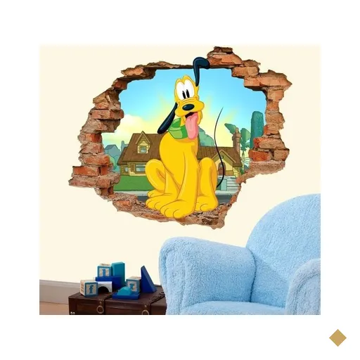 Adesivo de Parede Buraco Falso 3D Infantil Pluto - G 82x100cm