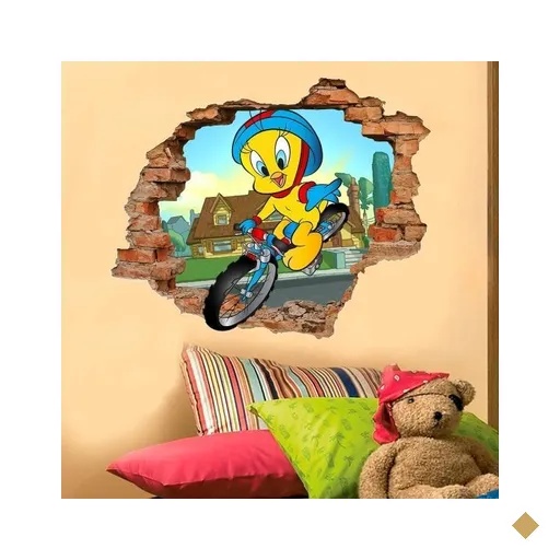 Adesivo de Parede Buraco Falso 3D Infantil Piu Piu - G 82x100cm