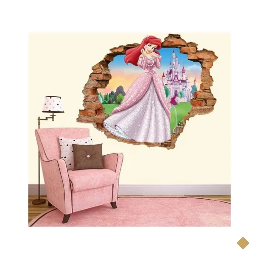 Adesivo de Parede Buraco Falso 3D Princesa Ariel 03 - G 82x100cm