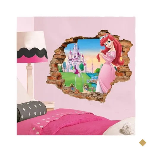 Adesivo de Parede Buraco Falso 3D Princesa Ariel 04 - G 82x100cm
